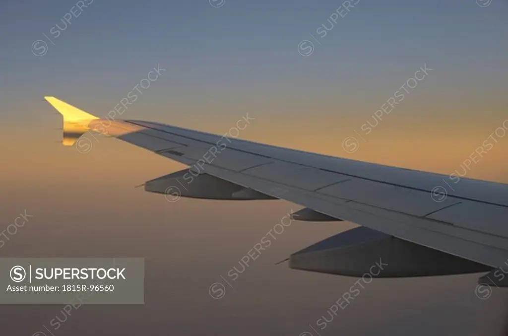 Germany, Hessen, Frankfurt, View of plane at dusk