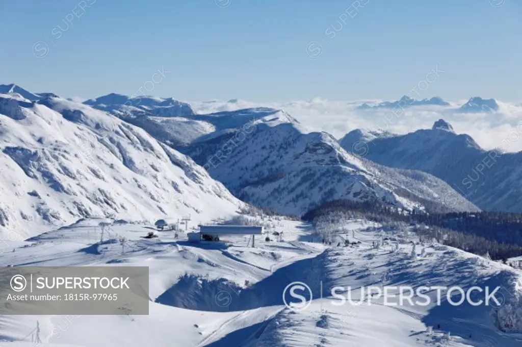 Austria, Styria, View of skiing region Tauplitzalm