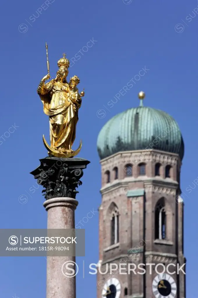 Germany, Bavaria, Munich, Marian column in front of Church of Our Lady