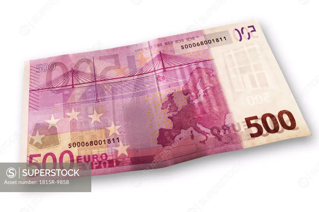 500 euro bank note, elevated view