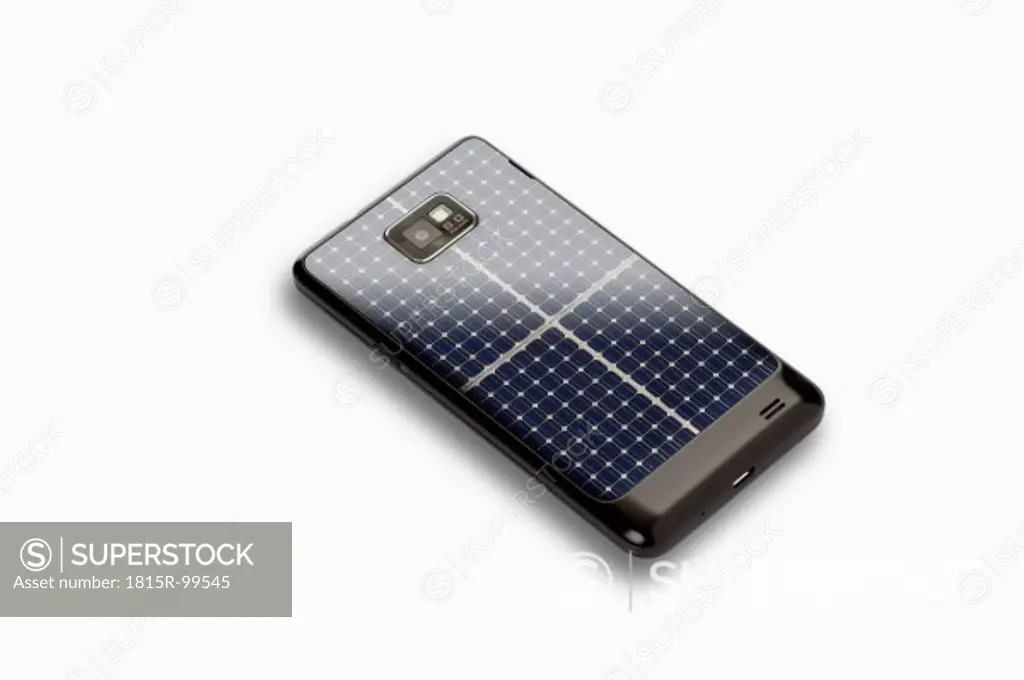 Solar mobile phone on white background