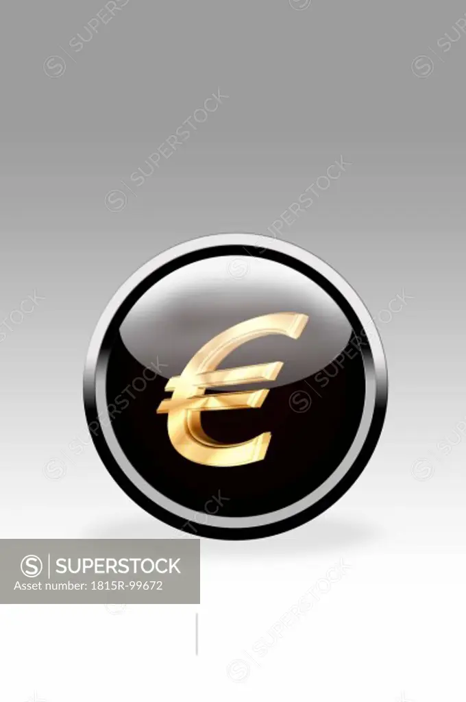 Black button showing euro symbol, close up