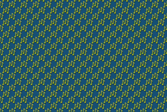 Pattern of yellow origami notes against blue background