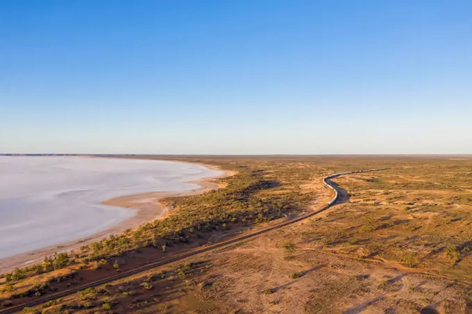 Australia, South Australia, Aerial view of salt lake in Lake Hart Area