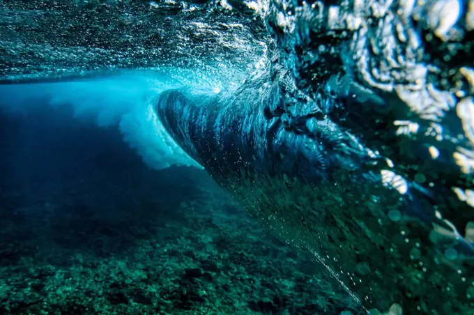 Underwater view of ocean wave