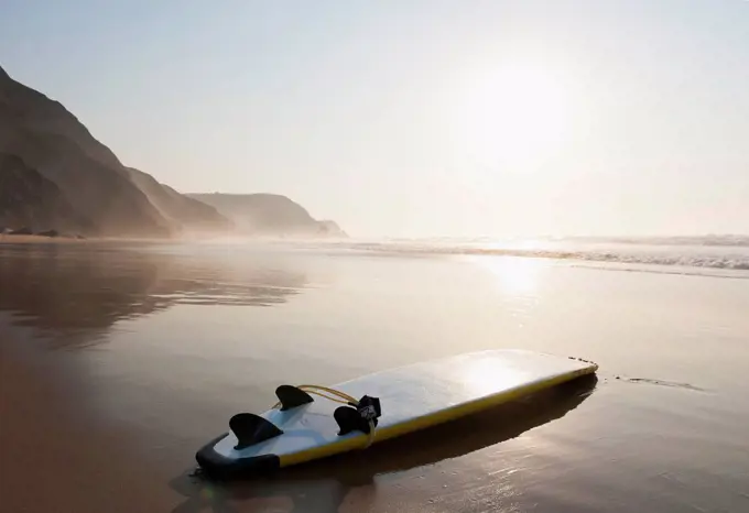 Portugal, Surfboard on beach