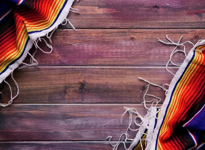 Mexican blanket on wood