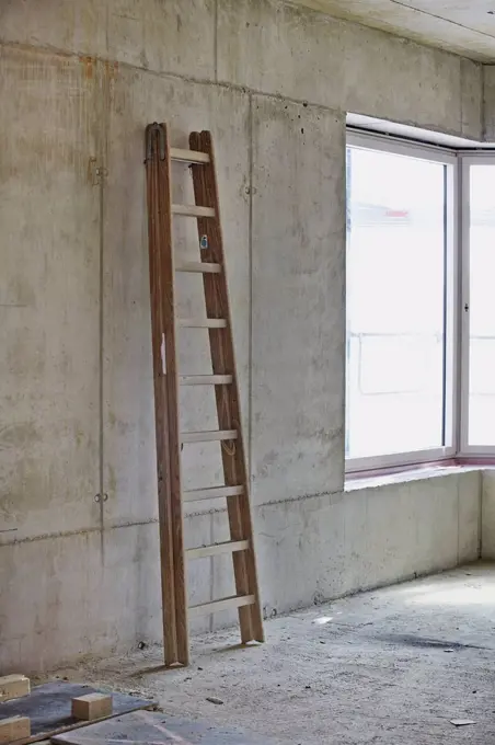 Ladder in an unfinished building