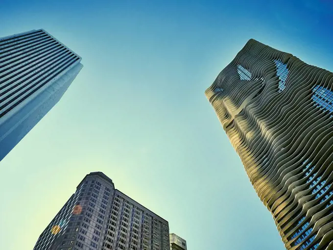 USA, Illinois, Chicago, High-rise buildings, Aon Center, Aqua Tower