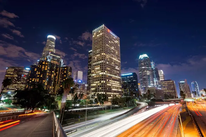 USA, California, Los Angeles, downtown at night