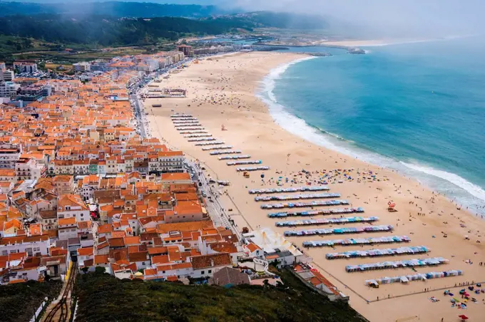 Portugal, Nazare, View to beach