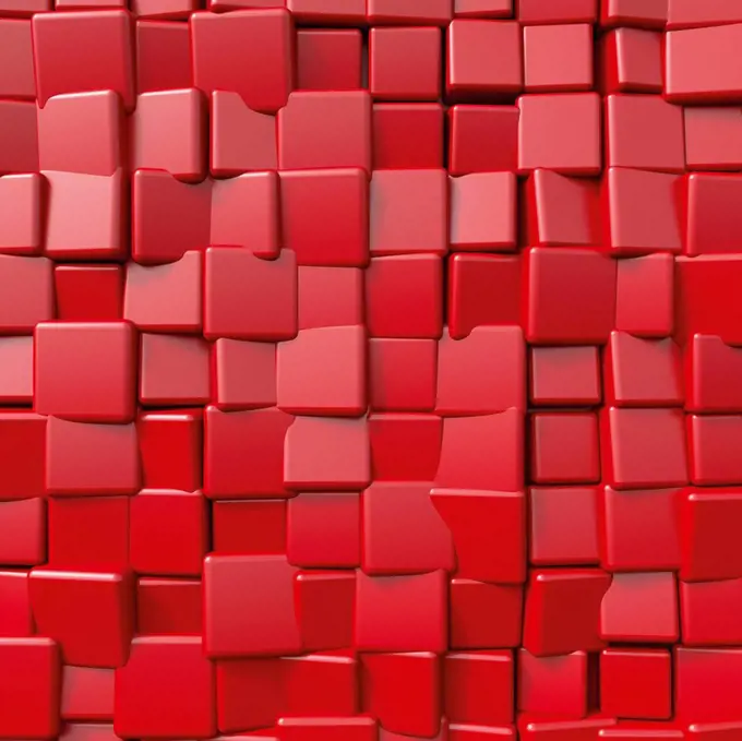Red cubical shape, 3D Rendering