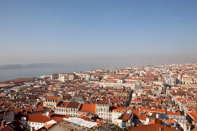 Portugal, Lisbon, View of crowded Portugal city