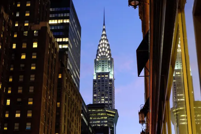 USA, New York City, Crysler Building at dusk
