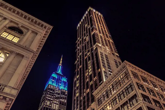 USA, New York City, Empire State Building at night
