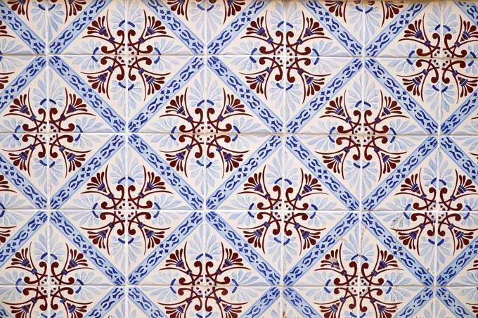 Portugal, Lisbon, part of wall with azulejos