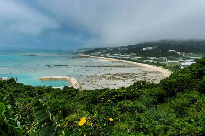 Japan, Okinawa, Overview over the beach of the sacred site Sefa Utaki