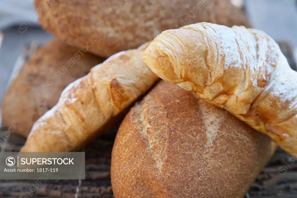 Close-up of breads and pastries