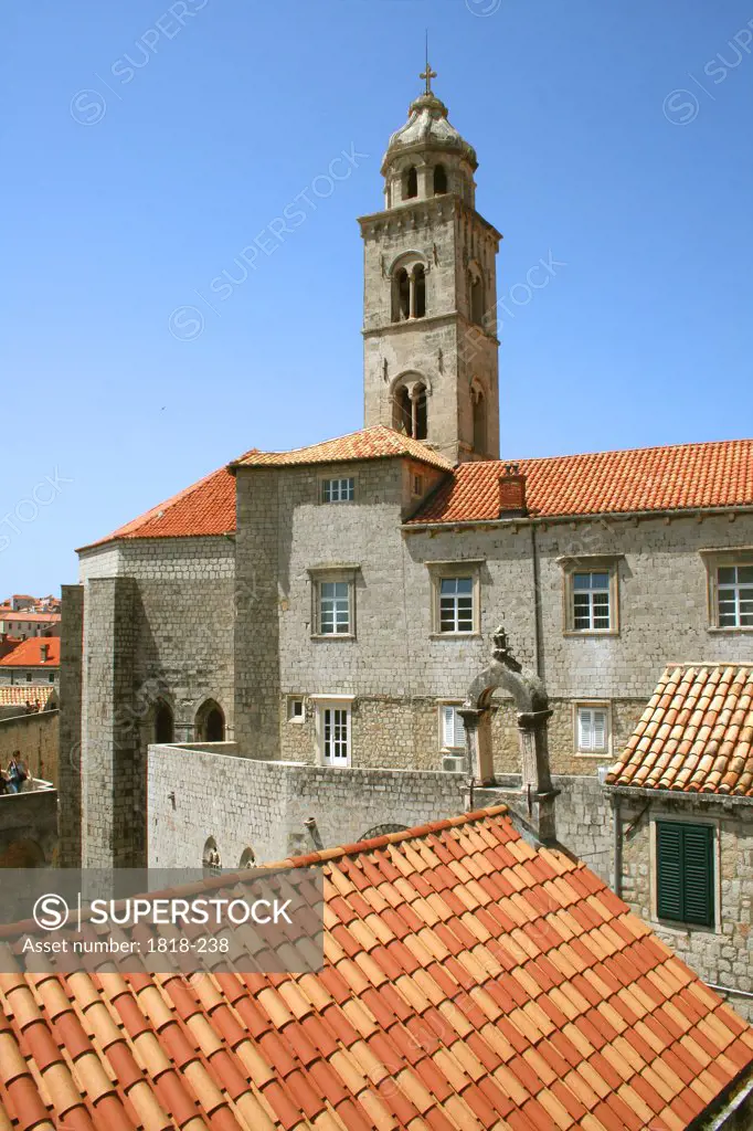Bell tower in a city, Dubrovnik, Dalmatia, Croatia