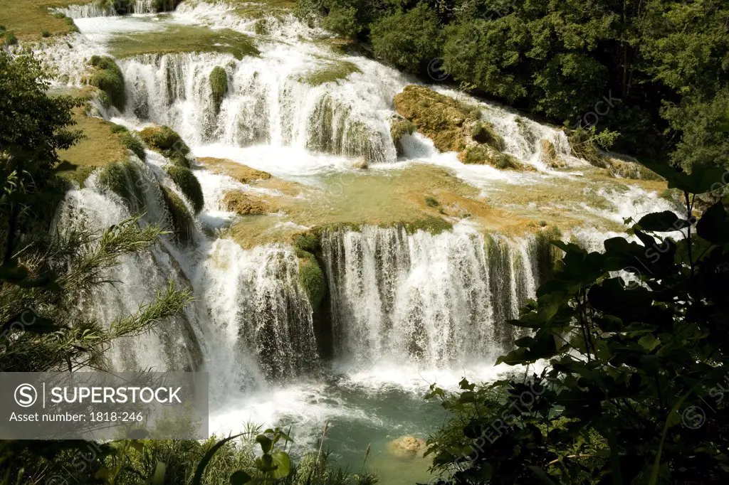 Waterfall in a forest, Krka Waterfalls, Krka National Park, Dalmatia, Croatia