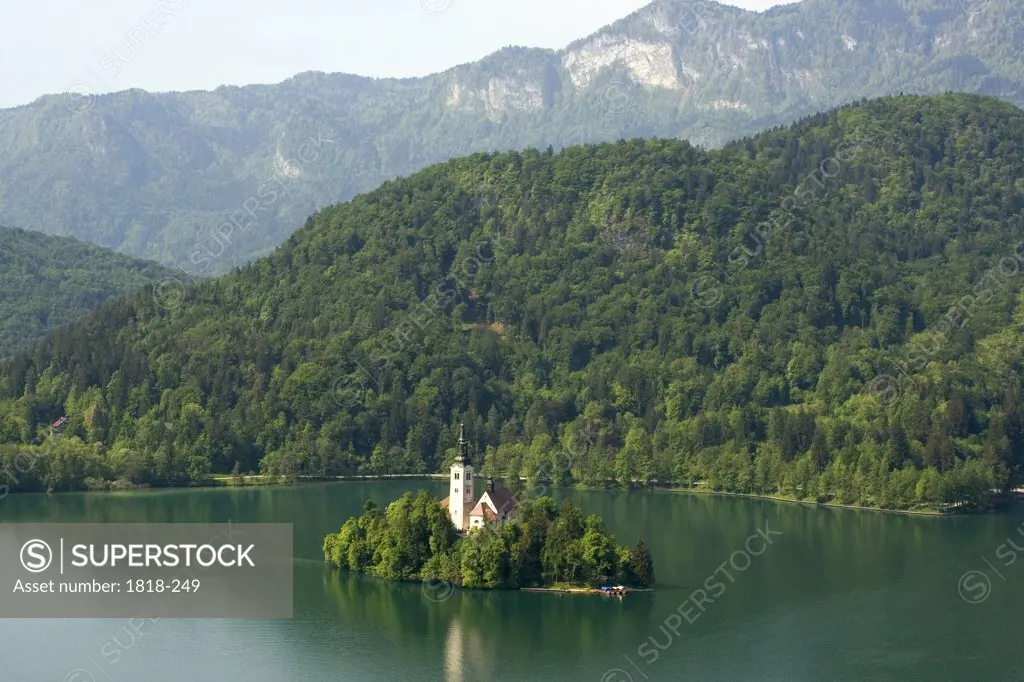 Church on an island, Santa Maria Church, Lake Bled, Bled, Slovenia