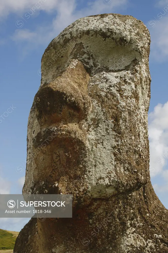 Low angle view of a Moai statue, Rano Raraku, Ahu Tongariki, Easter Island, Chile