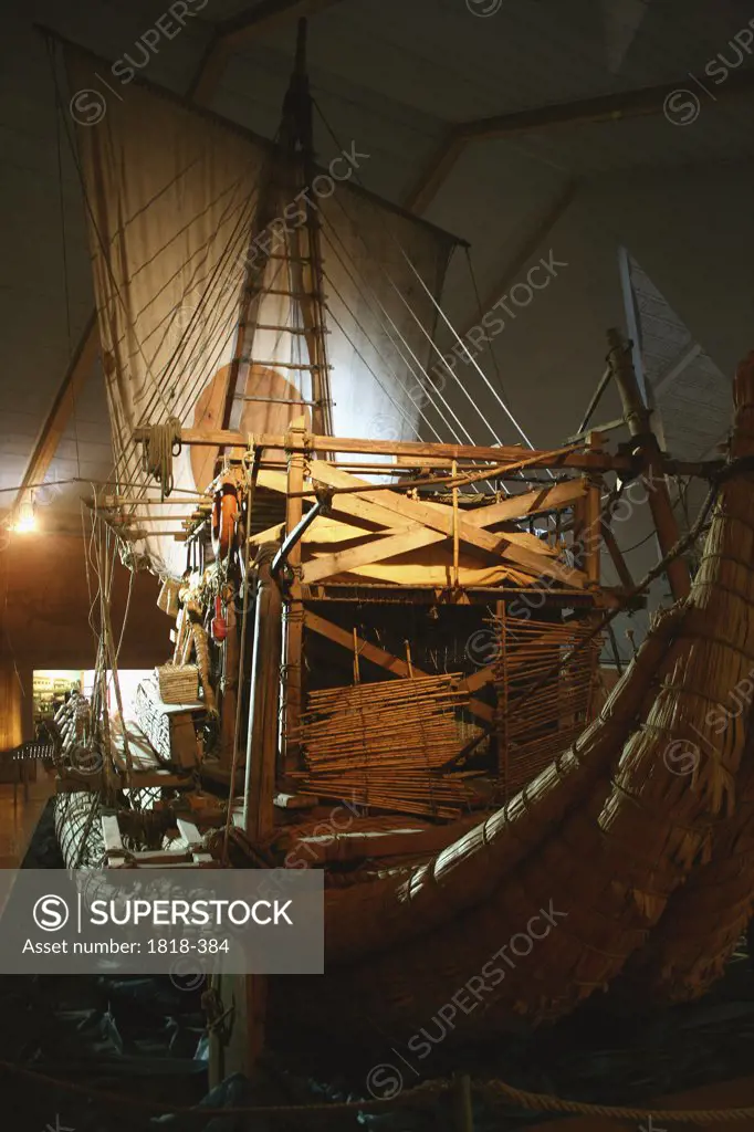 Antique ship in a museum, Kon-Tiki Museum, Oslo, Norway
