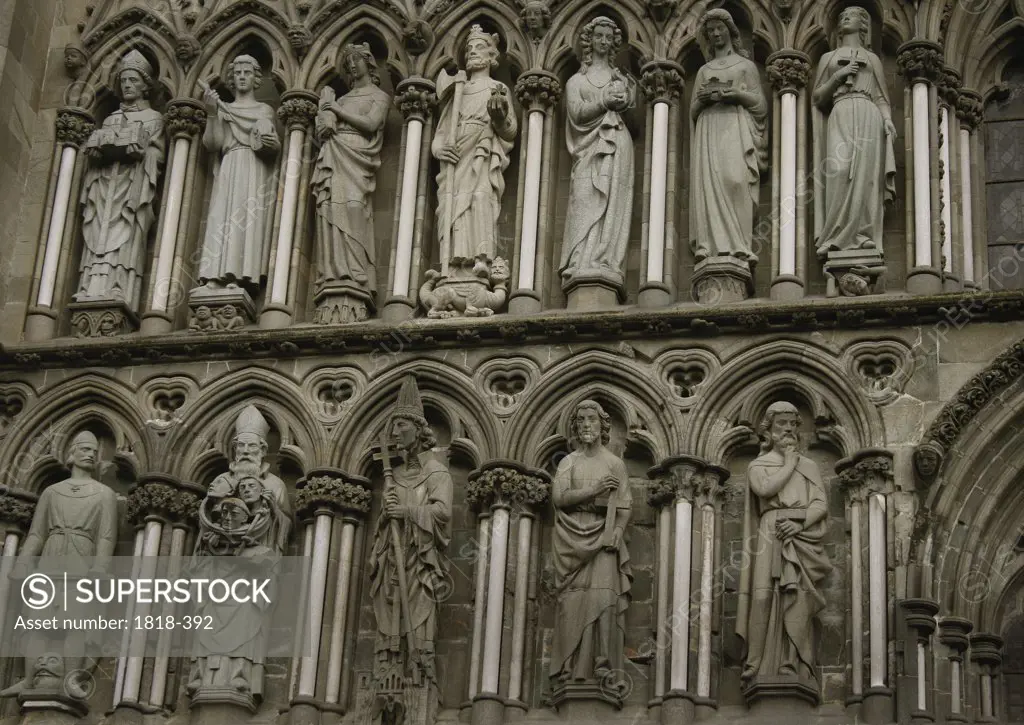 Statues at a cathedral, Nidaros Cathedral, Trondheim, Norway