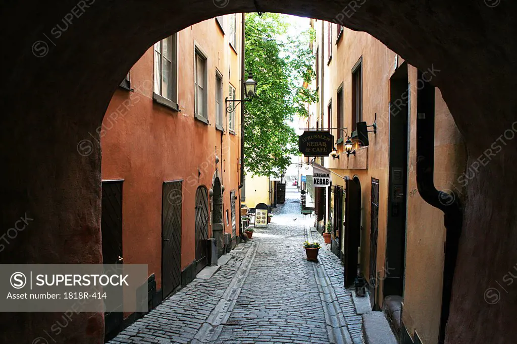 Sweden, Stockholm, Street in Gamla Stan section