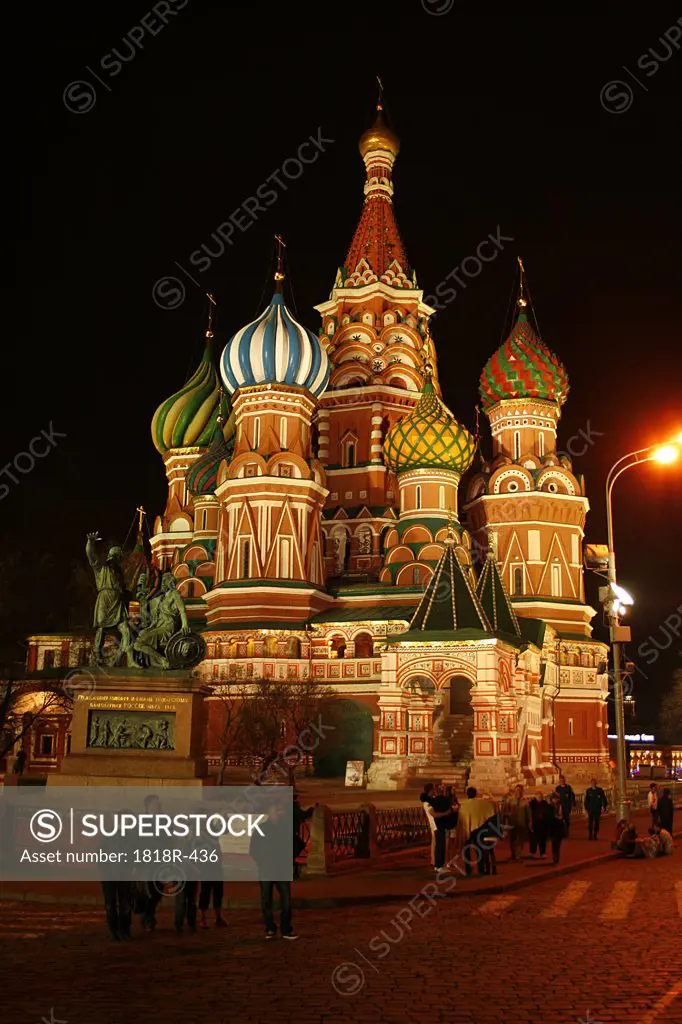Russia, Moscow, Red Square, St. Basil's cathedral, North side at night