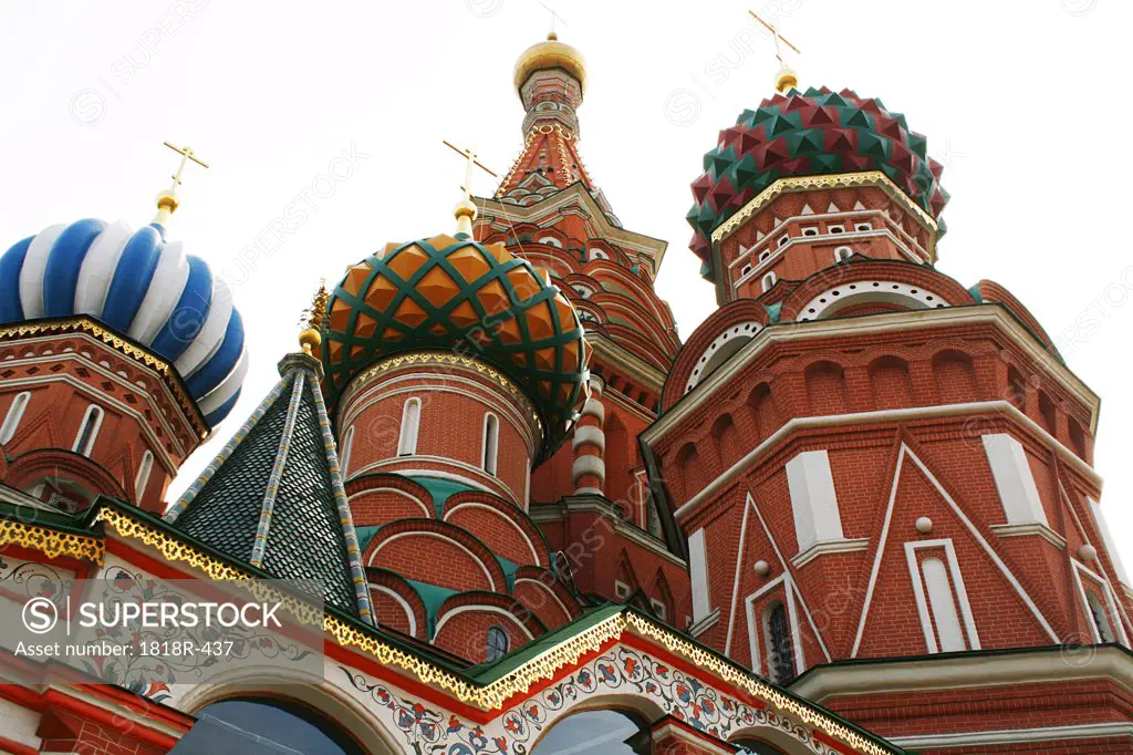 Russia, Moscow, Red Square, St. Basil's cathedral, Low angle view on dome towers