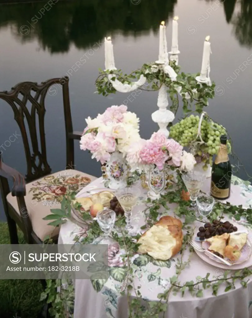 High angle view of food served on a table