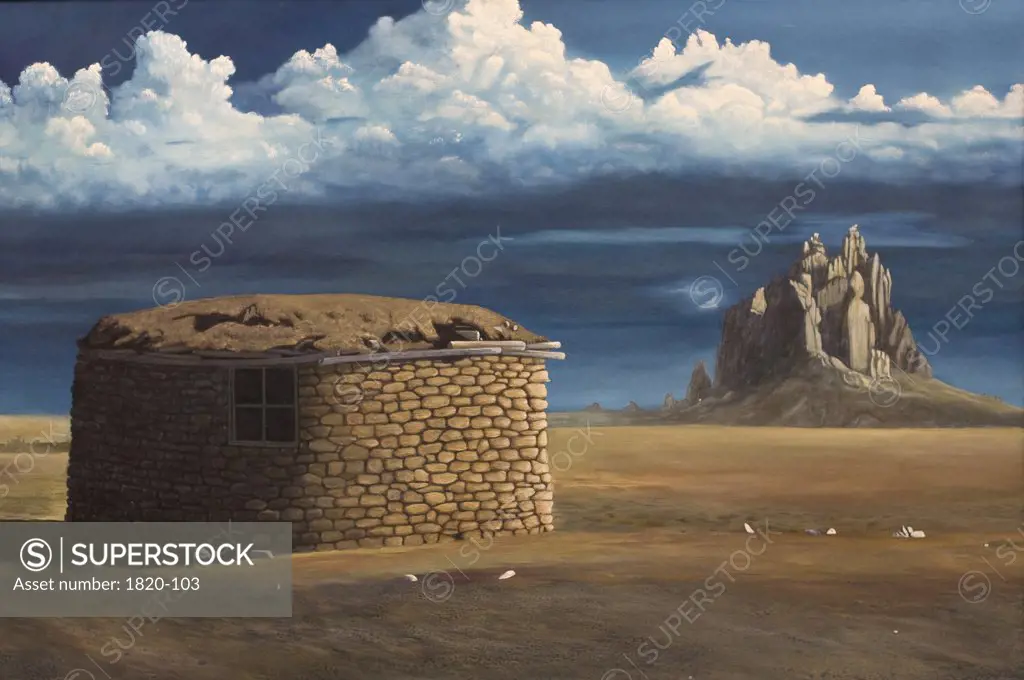 Hogan Near Ship Rock,  New Mexico, 1997, Jerome Kleine, (b.20th. C/American), Oil