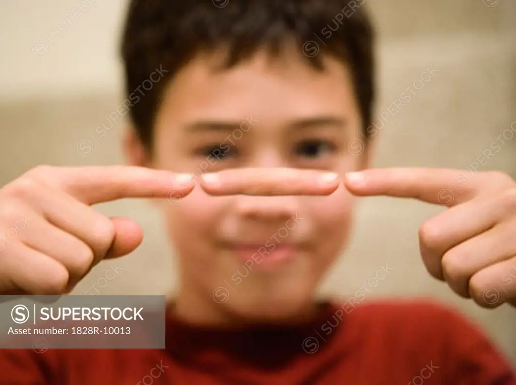 Boy with Levitating Finger   