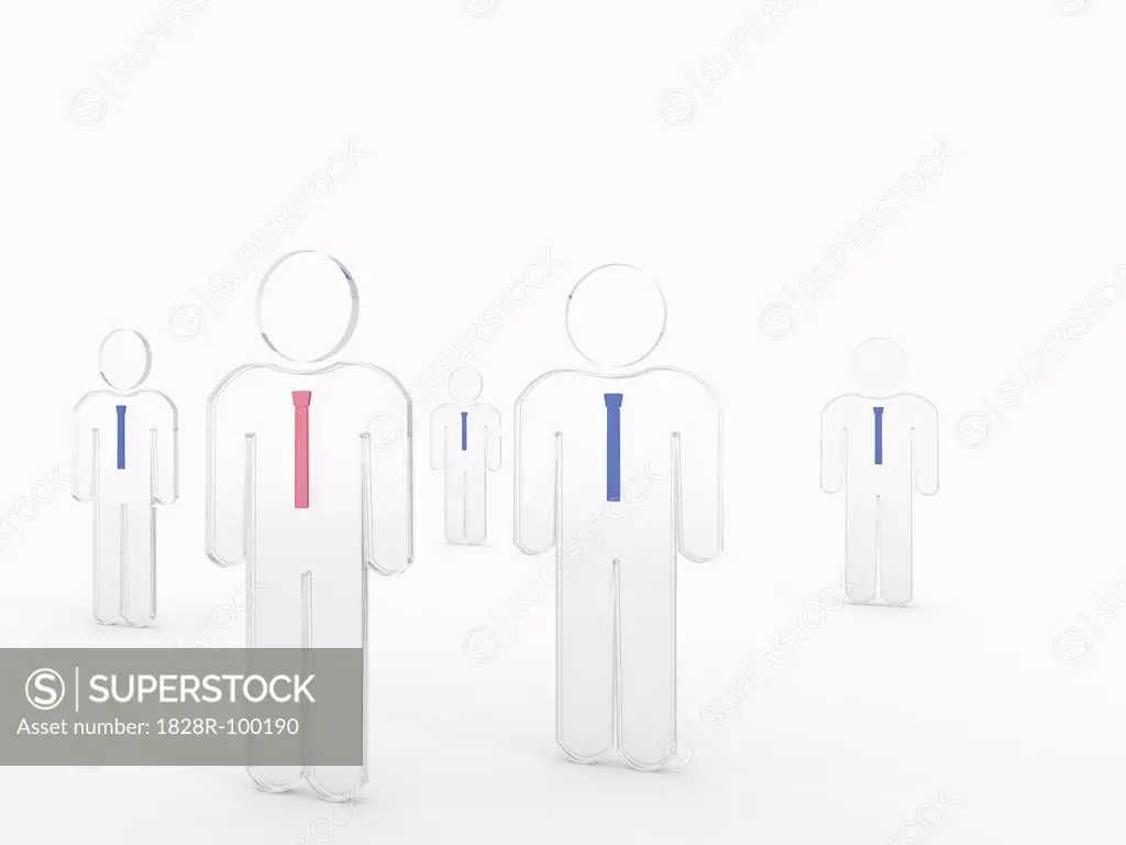 3D Illustration of Glass Businessmen Symbols on White Background. 11/10/2013