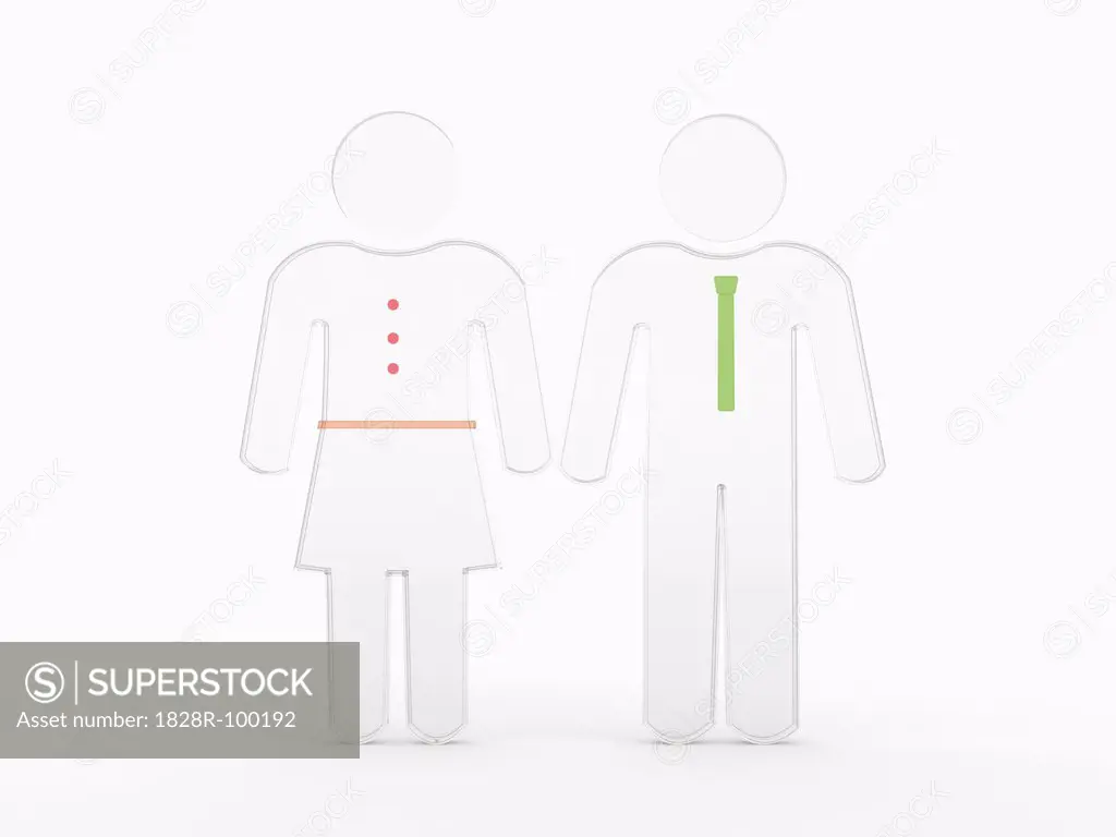 3D Illustration of Glass Couple Symbols on White Background. 11/09/2013