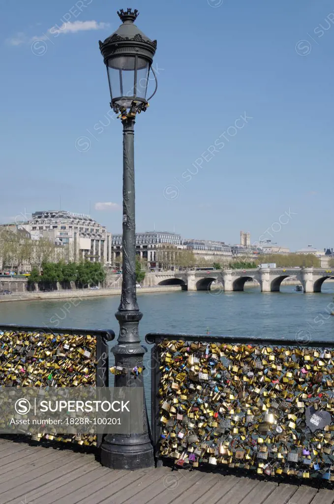 Street Lamp and Love Locks, Pont des Arts, Paris, France. 04/25/2013