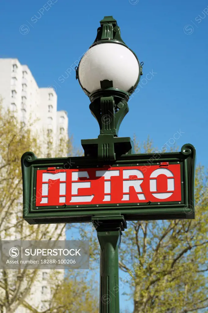 Close-up of Metro Sign, Paris, France. 04/29/2013