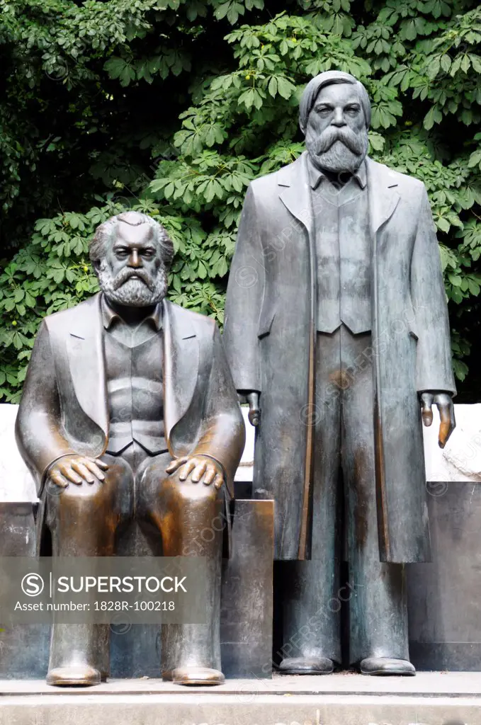 Bronze Statue of Marx and Engels, Marx-Engels Forum, Alexanderplatz, Mitte, Berlin, Germany. 07/19/2013