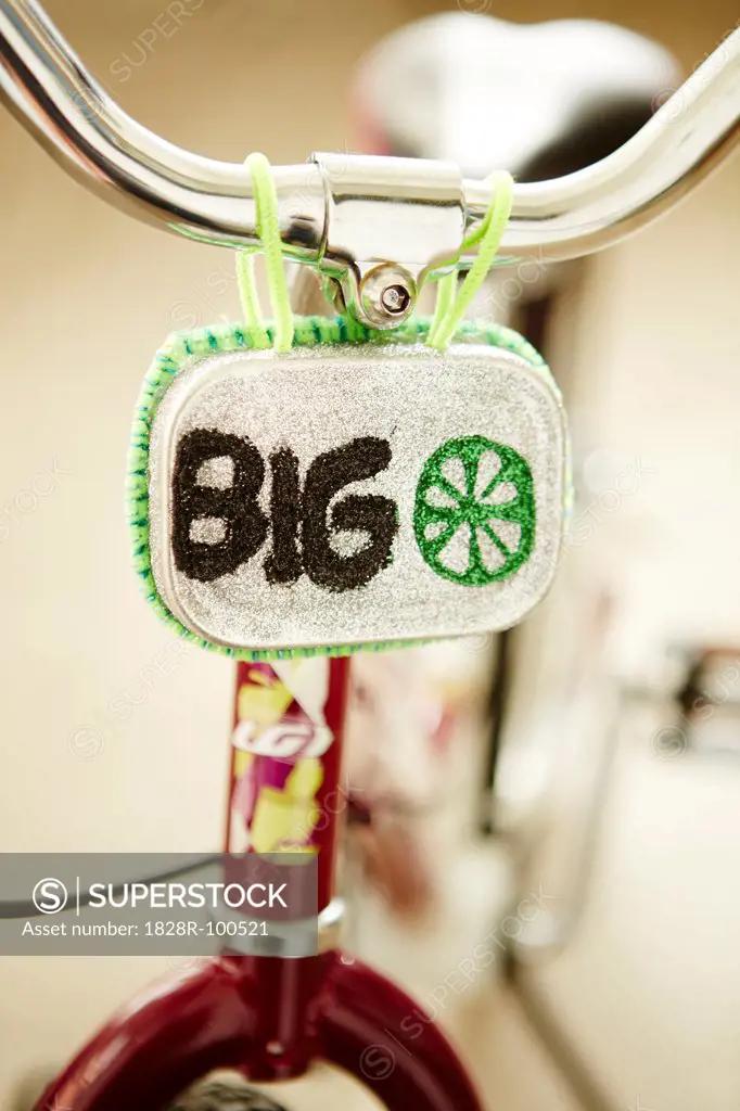 Close-up of Big Bike Sign on bicycle, studio shot. 01/31/2013