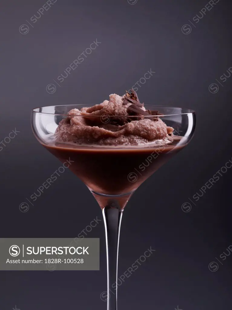 Close-up of Chocolate Martini in martini glass on black background, studio shot. 10/27/2010