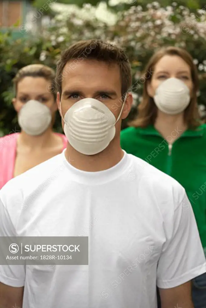 Portrait of People Wearing Safety Masks   
