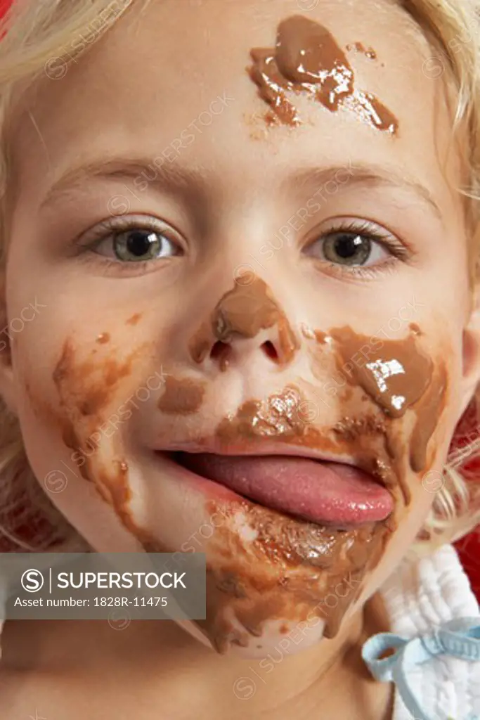 Girl with Chocolate on Face   
