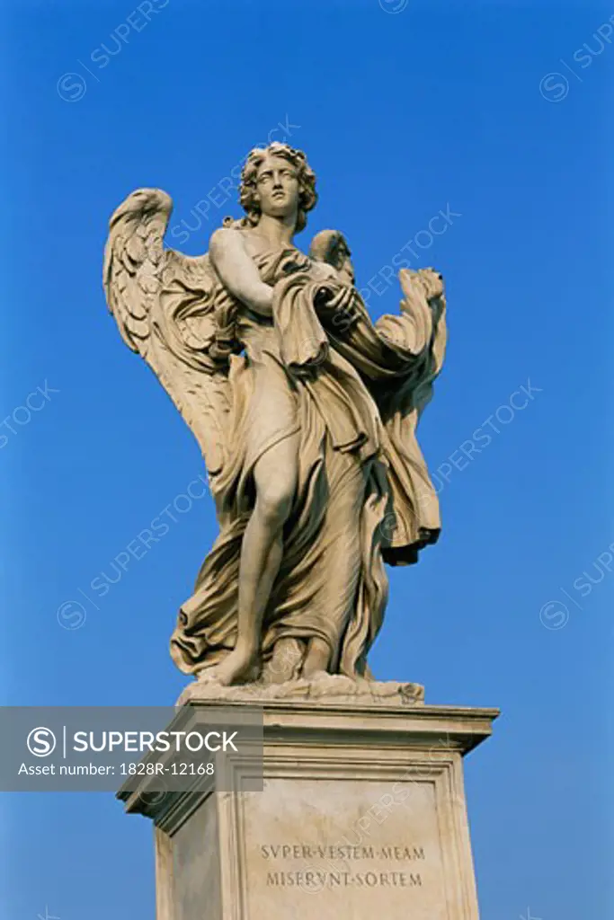 Angel Statue at Sant'Angelo Bridge, Rome, Italy   