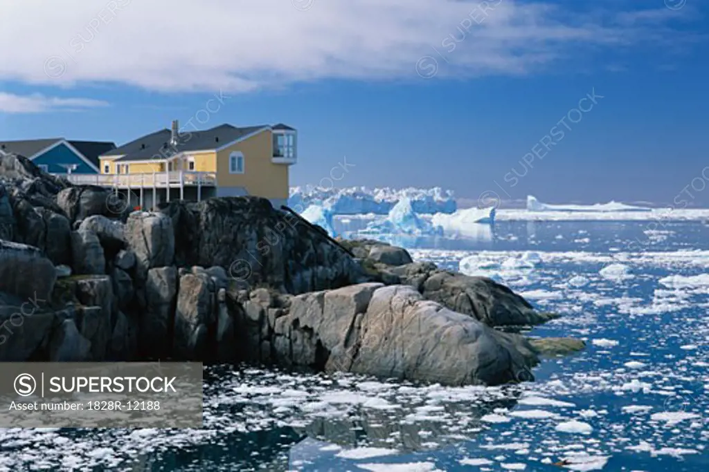 House in Disko Bay, Ilulissat, Greenland   