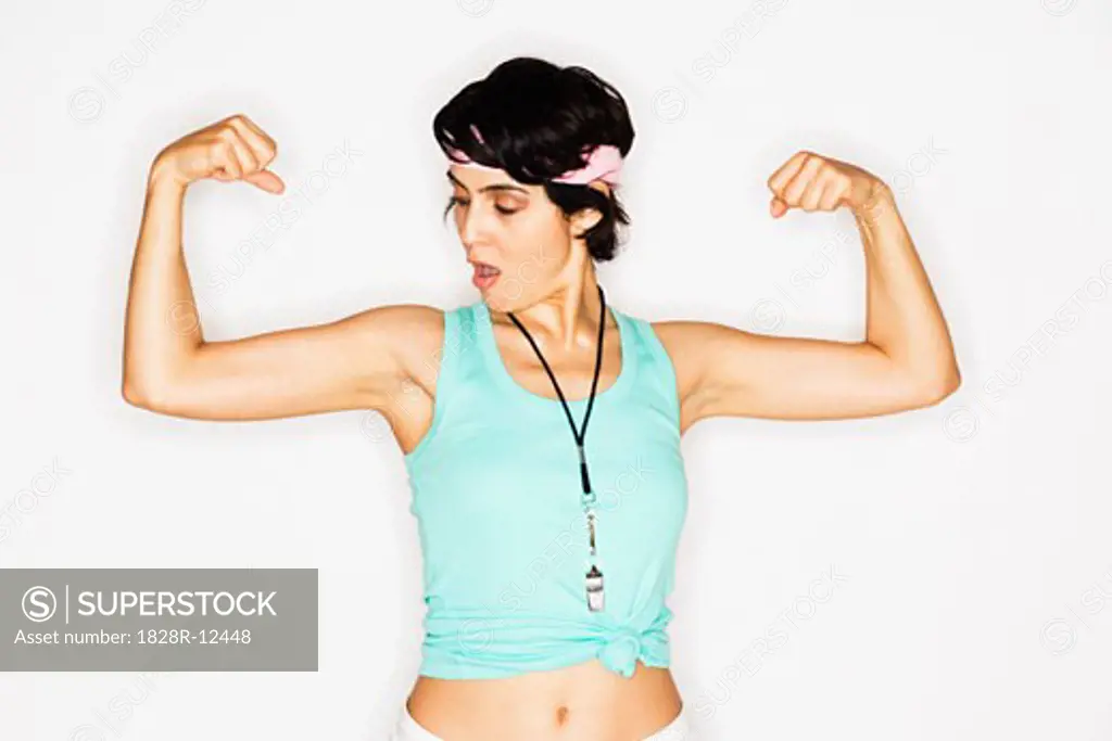 Woman Flexing Muscles   
