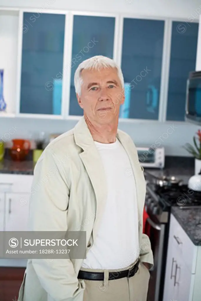 Portrait of Man in Kitchen   