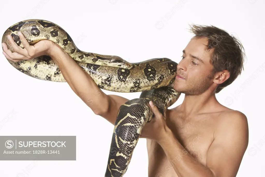 Portrait of Man with Boa Constrictor   