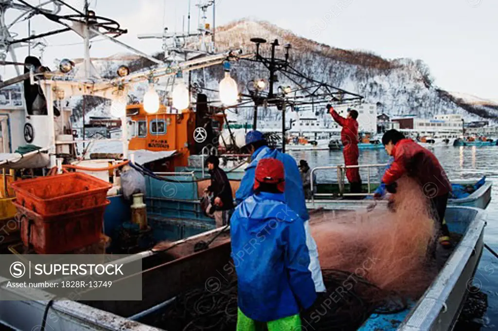 Fishermen, Rausu, Hokkaido, Japan   