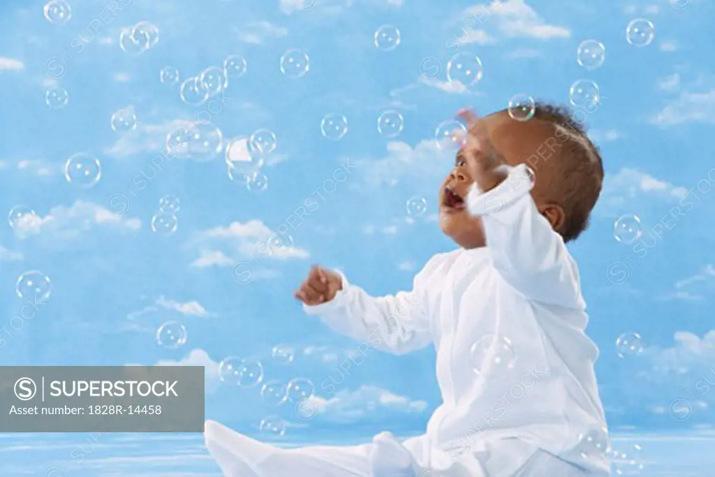 Portrait of Baby with Bubbles   